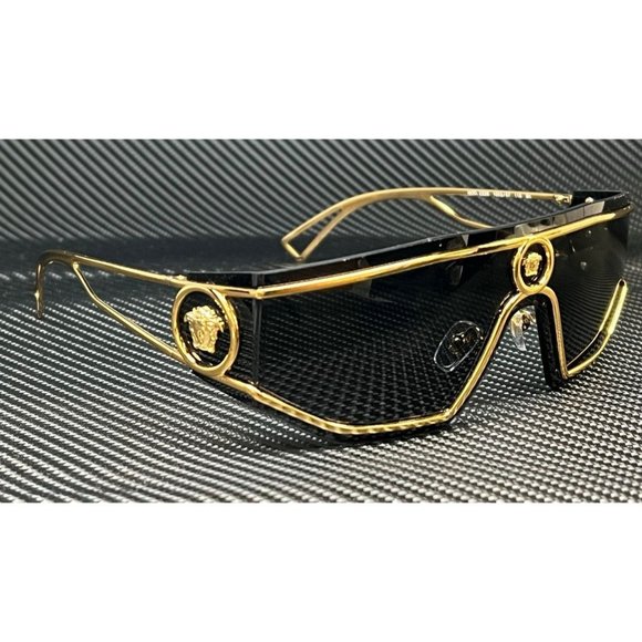 Versace Gold Men's Rectangle Sunglasses New - Picture 3 of 4